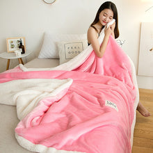 Load image into Gallery viewer, Double-Layer Thick Lambskin Blanket Coral Fleece Blanket Double Blanket Office Nap Blanket Flannel Small Blanket