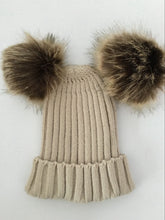 Lade das Bild in den Galerie-Viewer, Warm Winter Knit Beanie Hats Foreign Trade Imitation Raccoon Fur Hat Autumn and Winter Parent-Child Unisex