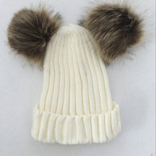 Lade das Bild in den Galerie-Viewer, Warm Winter Knit Beanie Hats Foreign Trade Imitation Raccoon Fur Hat Autumn and Winter Parent-Child Unisex