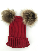 Lade das Bild in den Galerie-Viewer, Warm Winter Knit Beanie Hats Foreign Trade Imitation Raccoon Fur Hat Autumn and Winter Parent-Child Unisex