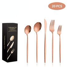 Lade das Bild in den Galerie-Viewer, 304 Stainless Steel Flatware Sets Five Components 20-Piece Set Western Dessert Steak Knife and Fork Rose Gold