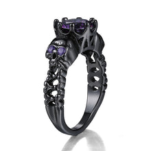 Lade das Bild in den Galerie-Viewer, 2x Halloween Xmas Christmas Gifts Decoration European and American Retro Black Gold Purple Skull Women's Ring