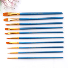 Load image into Gallery viewer, 10 PCs Blue Rod Nylon Hair Watercolor Brush Pen Brush