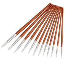 Load image into Gallery viewer, 12 Red Wooden Watercolor Pen Nylon Wool Gouache Paint Brushes Pen