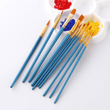 Load image into Gallery viewer, 10 PCs Blue Rod Nylon Hair Watercolor Brush Pen Brush