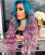Lade das Bild in den Galerie-Viewer, Women Wig Gradient Dyeing Medium Long Straight Hair Micro Curly Hair W488