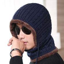 Lade das Bild in den Galerie-Viewer, Warm Winter Knit Beanie Hats Fleece-Lined Thickened Women's Neck Warmer Hooded PNE-Piece Suit Korean Unisex