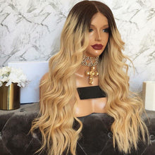 Load image into Gallery viewer, Women Wig Black Gradient Yellow Long Curly Hair Synthetic Wigs W255