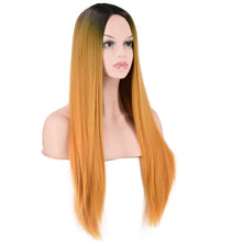 Lade das Bild in den Galerie-Viewer, Women Wig Dyed Gradient Color Hood Black Gradient Golden W429