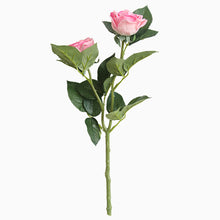 Load image into Gallery viewer, 2PC 2 Heads Dark Pink Tea Rose Artifical Fake Flower Plants Home Decoration Wedding Bouquet