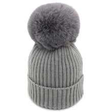 Load image into Gallery viewer, Warm Winter Knit Beanie Hats Parent-Child Artificial Rabbit-Fur Ball Hat for Women Autumn and Winter Unisex