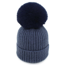 Load image into Gallery viewer, Warm Winter Knit Beanie Hats Parent-Child Artificial Rabbit-Fur Ball Hat for Women Autumn and Winter Unisex
