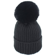 Load image into Gallery viewer, Warm Winter Knit Beanie Hats Parent-Child Artificial Rabbit-Fur Ball Hat for Women Autumn and Winter Unisex