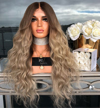 Load image into Gallery viewer, Women Wig Gradient Color Wave Long Curly Hair Rose Net Cover W256