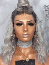 Load image into Gallery viewer, Women Wig Gradual Change from Black to Gray Mid-Length Hair Micro-Volume W268