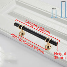 Load image into Gallery viewer, 2pcs Aluminum Alloy Black Gold Door Handle Wardrobe Kitchen Cabinet Drawer Solid Handle