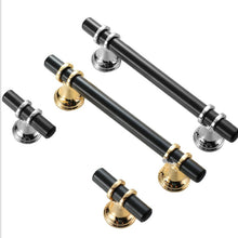 Load image into Gallery viewer, 2pcs Aluminum Alloy Black Gold Door Handle Wardrobe Kitchen Cabinet Drawer Solid Handle