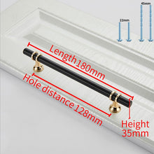Load image into Gallery viewer, 2pcs Aluminum Alloy Black Gold Door Handle Wardrobe Kitchen Cabinet Drawer Solid Handle