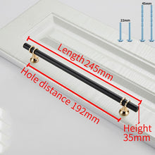 Load image into Gallery viewer, 2pcs Aluminum Alloy Black Gold Door Handle Wardrobe Kitchen Cabinet Drawer Solid Handle