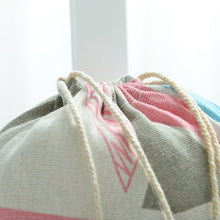 Load image into Gallery viewer, 3-Piece Set Travel Travel Drawstring Cotton Storage Bag, White with Green Leaves