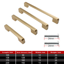 Lade das Bild in den Galerie-Viewer, 2pcs Matte Gold Cabinet Handles Solid Aluminum Alloy Kitchen Cupboard Pulls Drawer Knobs