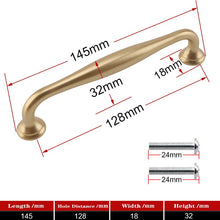 Lade das Bild in den Galerie-Viewer, 2pcs Matte Gold Cabinet Handles Solid Aluminum Alloy Kitchen Cupboard Pulls Drawer Knobs