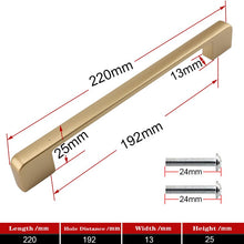 Lade das Bild in den Galerie-Viewer, 2pcs Matte Gold Cabinet Handles Solid Aluminum Alloy Kitchen Cupboard Pulls Drawer Knobs