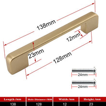 Lade das Bild in den Galerie-Viewer, 2pcs Matte Gold Cabinet Handles Solid Aluminum Alloy Kitchen Cupboard Pulls Drawer Knobs