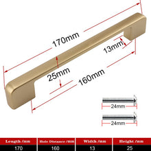 Lade das Bild in den Galerie-Viewer, 2pcs Matte Gold Cabinet Handles Solid Aluminum Alloy Kitchen Cupboard Pulls Drawer Knobs