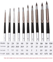 Load image into Gallery viewer, 10 PCs Nylon Hair Brush Silver Gray Rod round Front Watercolor