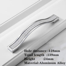 Load image into Gallery viewer, 10 Pcs Sand Silver Crystal Glass Patch Drawer Knobs Aluminum Alloy Kitchen Cabinet Door Handles