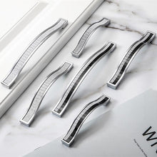 Load image into Gallery viewer, 10 Pcs Sand Silver Crystal Glass Patch Drawer Knobs Aluminum Alloy Kitchen Cabinet Door Handles