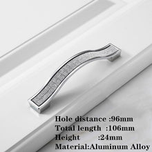 Load image into Gallery viewer, 10 Pcs Sand Silver Crystal Glass Patch Drawer Knobs Aluminum Alloy Kitchen Cabinet Door Handles