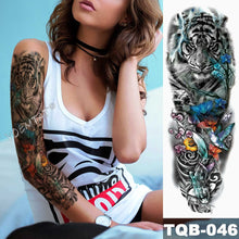 Lade das Bild in den Galerie-Viewer, 2pcs Large Arm Sleeve Tattoo Lion Crown King Rose Waterproof Temporary Tatoo Sticker