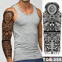 Lade das Bild in den Galerie-Viewer, 2pcs Large Arm Sleeve Tattoo Lion Crown King Rose Waterproof Temporary Tatoo Sticker