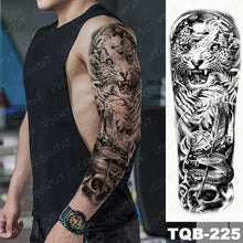 Lade das Bild in den Galerie-Viewer, 2pcs Large Arm Sleeve Tattoo Lion Crown King Rose Waterproof Temporary Tatoo Sticker