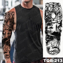 Lade das Bild in den Galerie-Viewer, 2pcs Large Arm Sleeve Tattoo Lion Crown King Rose Waterproof Temporary Tatoo Sticker