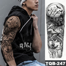 Lade das Bild in den Galerie-Viewer, 2pcs Large Arm Sleeve Tattoo Lion Crown King Rose Waterproof Temporary Tatoo Sticker