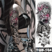 Lade das Bild in den Galerie-Viewer, 2pcs Large Arm Sleeve Tatto Sticker Snake Owl Bear Maori Waterproof Temporary for Women Men