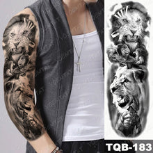 Lade das Bild in den Galerie-Viewer, 2pcs Large Arm Sleeve Tatto Sticker Snake Owl Bear Maori Waterproof Temporary for Women Men