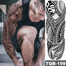 Lade das Bild in den Galerie-Viewer, 2pcs Large Arm Sleeve Tatto Sticker Snake Owl Bear Maori Waterproof Temporary for Women Men