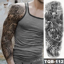 Lade das Bild in den Galerie-Viewer, 2pcs Large Arm Sleeve Tatto Sticker Snake Owl Bear Maori Waterproof Temporary for Women Men