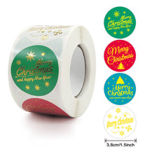 Load image into Gallery viewer, 2x500pcs Christmas Xmas Blue Green Bronzing Merry Christmas Sticker Label tape