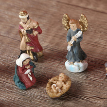 Load image into Gallery viewer, 11-Piece Set Horse Trough Group Religious Decoration Ornaments, 3cm Birth of Jesus Resin Statue