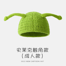 Lade das Bild in den Galerie-Viewer, Warm Winter Knit Beanie Hats Green Monster Shrek Cartoon Cute Headgear Wool Unisex