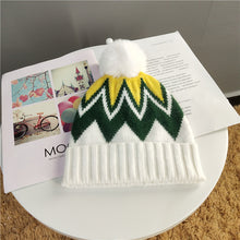 Lade das Bild in den Galerie-Viewer, Warm Winter Knit Beanie Hats Autumn and Winter Imitation Rabbit Fur Line Korean Striped Casual Cute Unisex