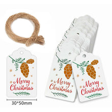 Lade das Bild in den Galerie-Viewer, 2x100pcs Kraft Paper Snowflake Shape Merry Christmas Cards Paper Tags with Hemp Rope tape