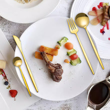 Lade das Bild in den Galerie-Viewer, 304 Stainless Steel Flatware Sets 4 Pcs/set Bright Gold-Plated Tableware Steak Knife and Fork Spoon