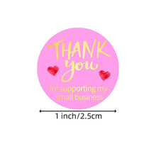 Load image into Gallery viewer, 2x500pcs Xmas Christmas Stickers Roll Label Rose Red Pink and Bronze Thank You Kraft Envelope Gift