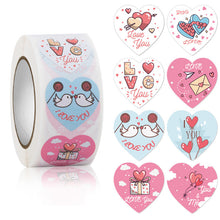 Lade das Bild in den Galerie-Viewer, 2x500pcs Christmas Xmas Flower Packaging Sealing Label I Love You Heart-Shaped Valentine's Day Gift Sticker tape